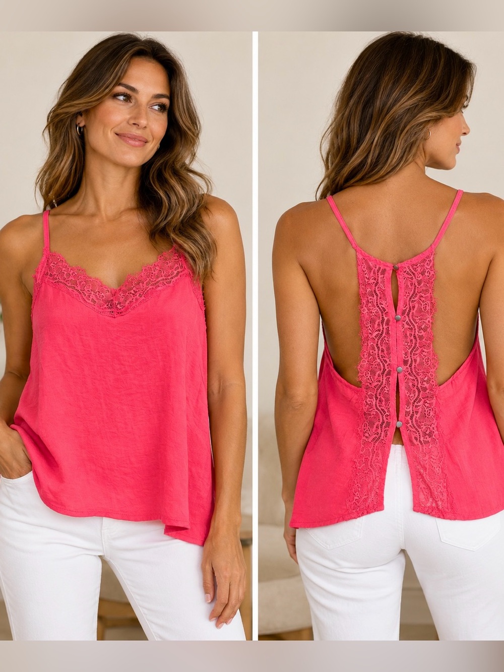 Know One Cares Pink Lace Camisole Top Size Medium